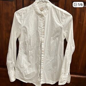 J. Crew Ivory Ruffled Collar Shirt